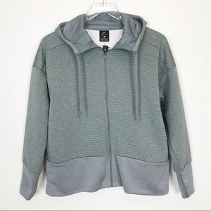 Nike Dri-Fit Gray Zip Ribbed Hoodie Loose Fit NWT